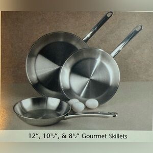 Vintage Royal Prestige Stainless Steel Gourmet Skillet Set